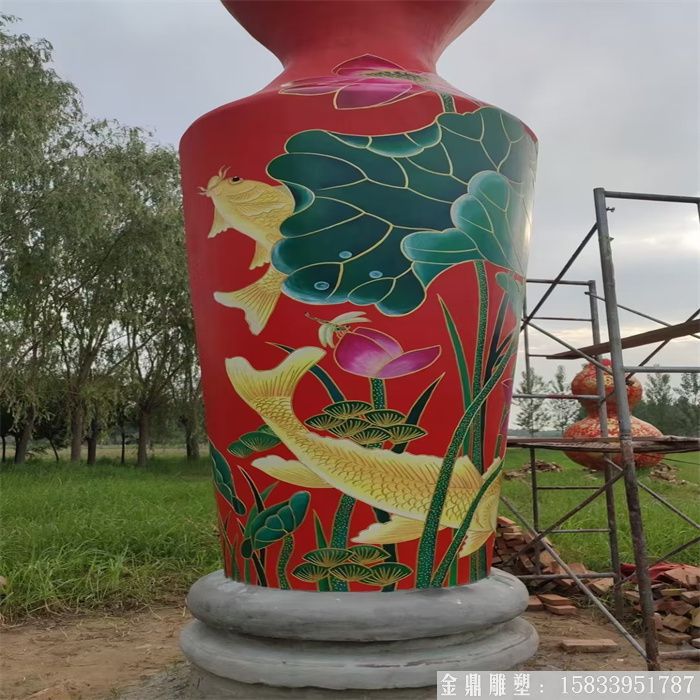玻璃鋼大型花瓶雕塑 彩繪花瓶雕塑 (2)