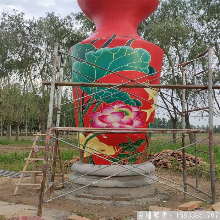 玻璃鋼大型花瓶雕塑 彩繪花瓶雕塑 (4)