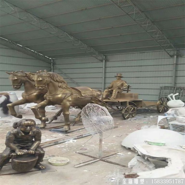玻璃鋼仿銅馬車雕塑，馬車雕塑定做，啤酒節(jié)馬車雕塑8