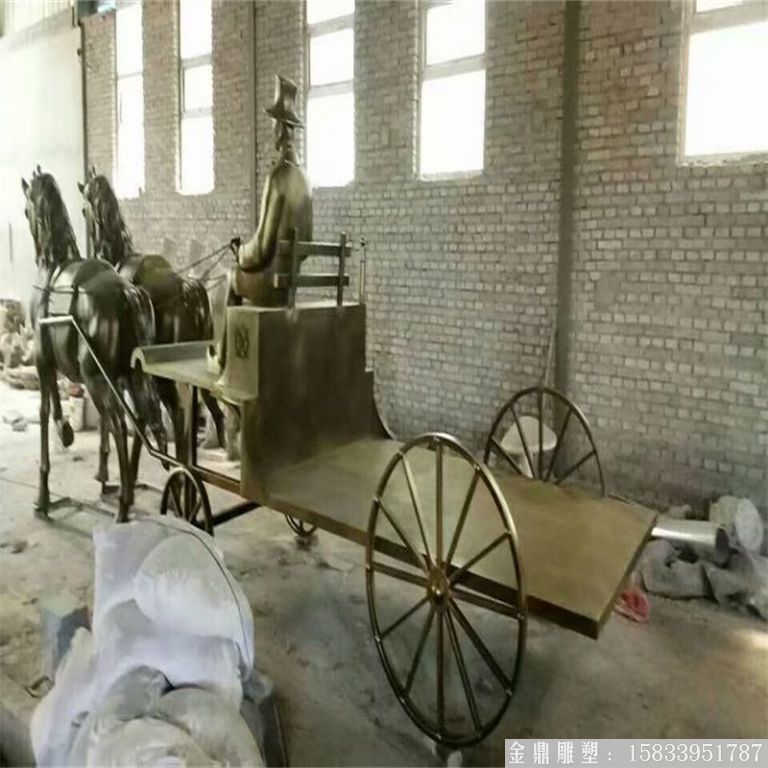 玻璃鋼仿銅馬車雕塑，馬車雕塑定做，啤酒節(jié)馬車雕塑2