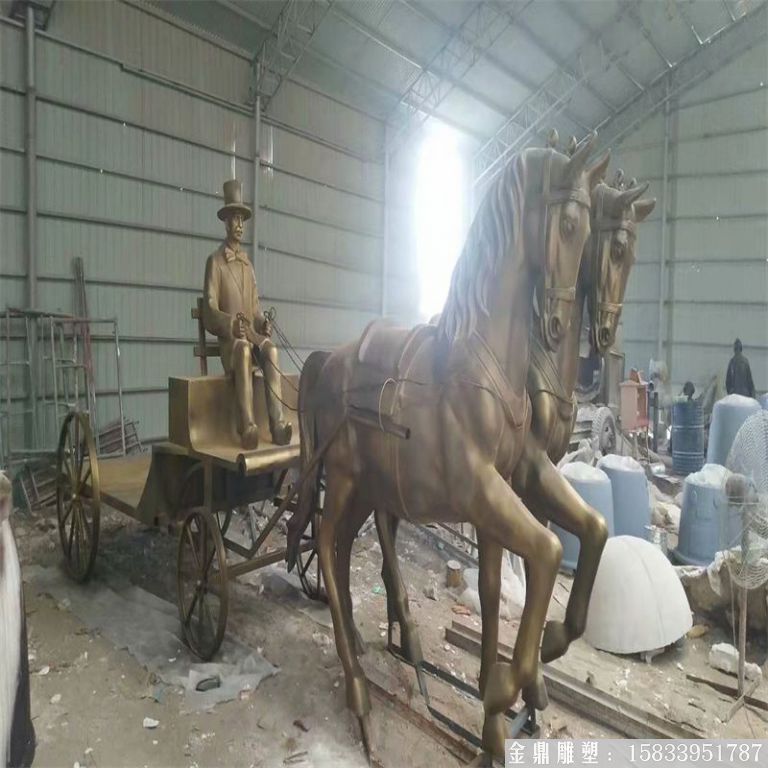 玻璃鋼仿銅馬車雕塑，馬車雕塑定做，啤酒節(jié)馬車雕塑5