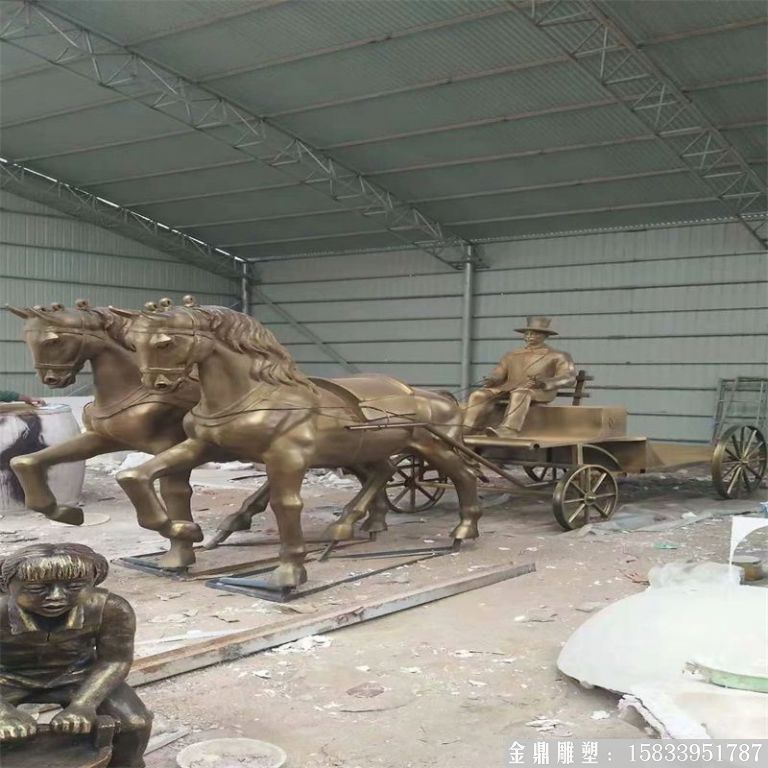 玻璃鋼仿銅馬車雕塑，馬車雕塑定做，啤酒節(jié)馬車雕塑7