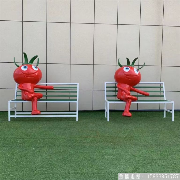 玻璃鋼卡通番茄西紅柿雕塑座凳3