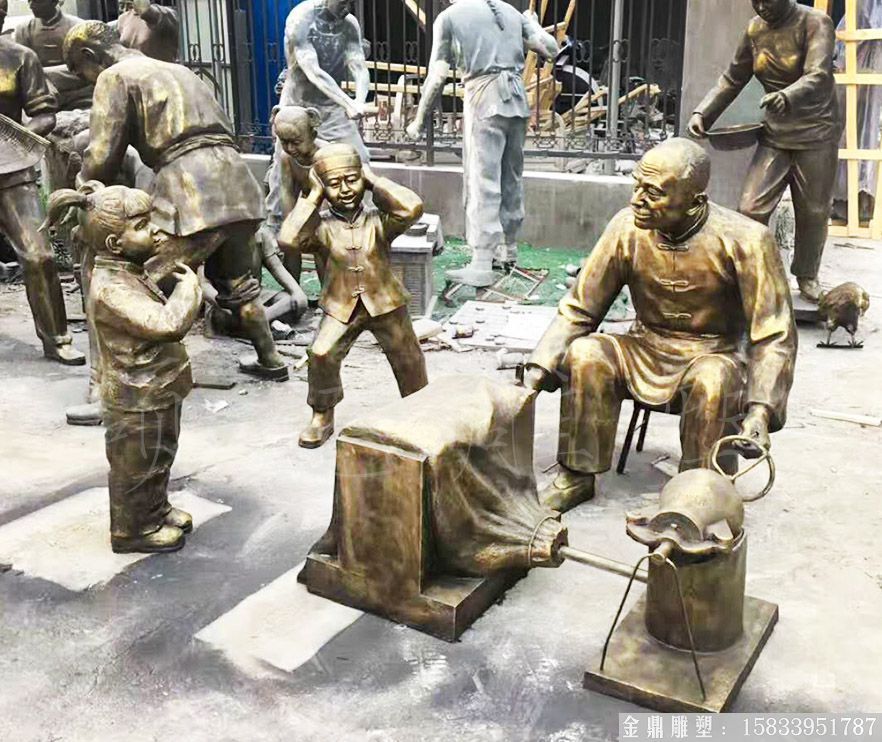 爆爆米花人物仿銅雕塑 廠家來(lái)圖定制