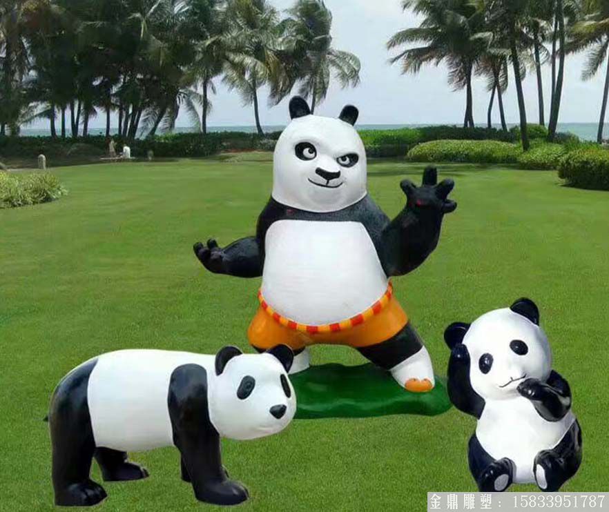 玻璃鋼功夫熊貓雕塑 廠家來圖定制